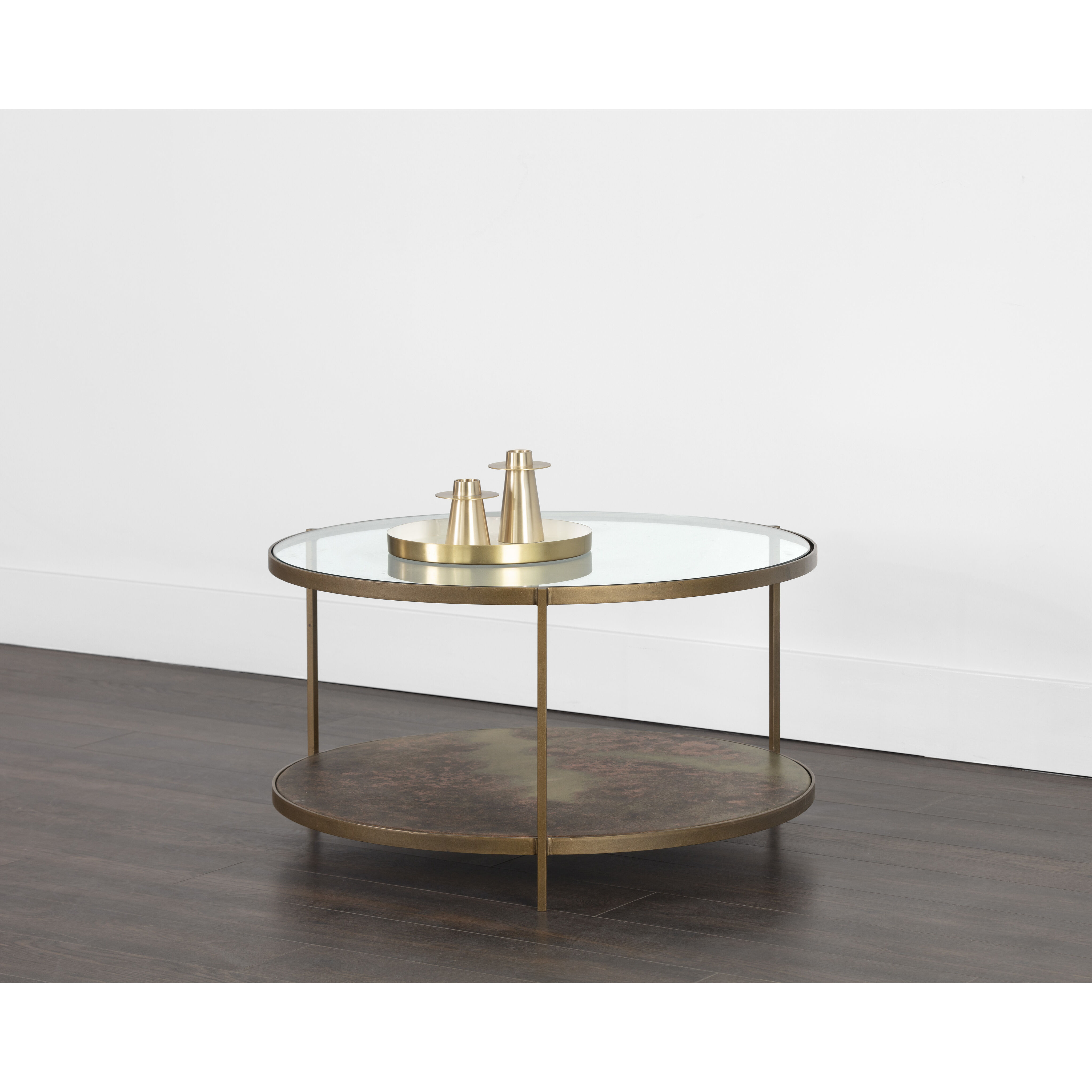 Concord 33 X 18 inch Clear / Antique Brass Coffee Table